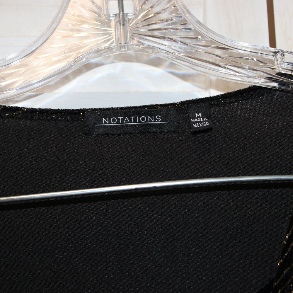 Y2k Notations Womens Medium Black Velvet Gold Glitter Top Whimsigoth Glam - Picture 6 of 9